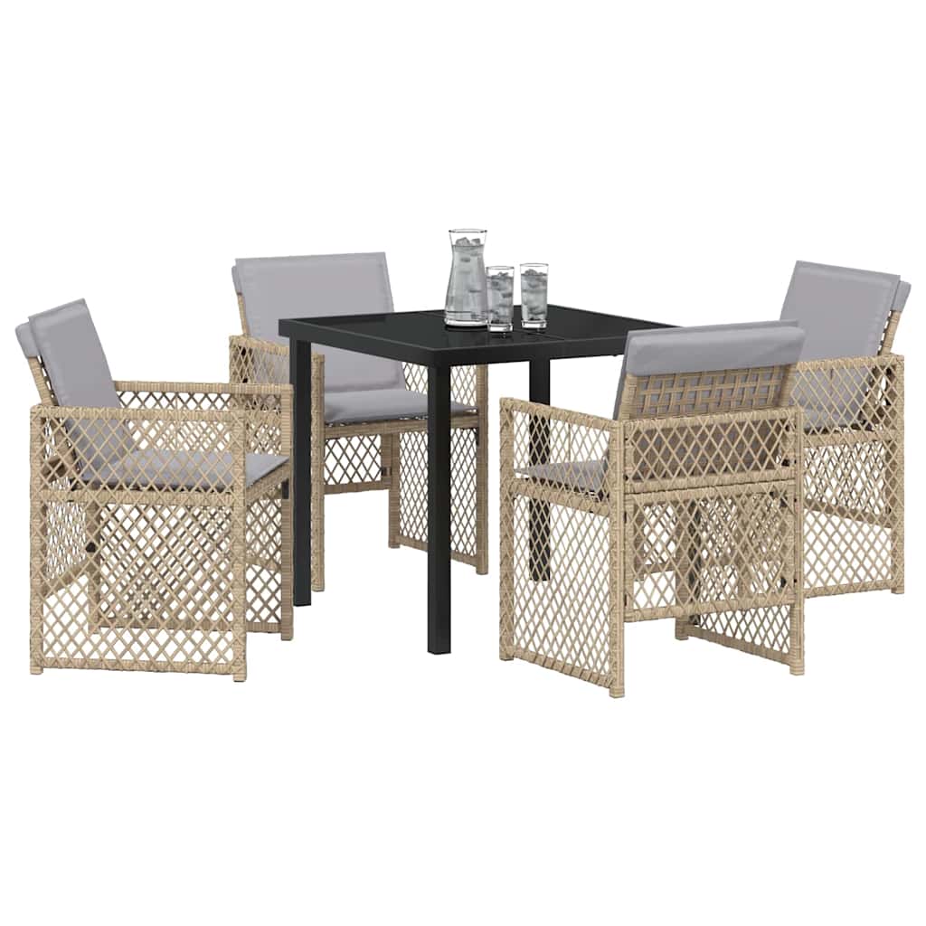 Ensemble de salle à manger pour jardin 5 pcs Beige polyrotin - XIOS