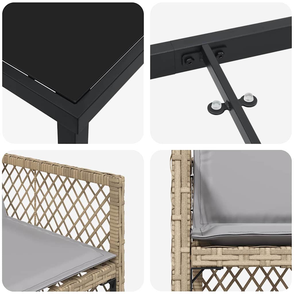 Ensemble de salle à manger pour jardin 5 pcs Beige polyrotin - XIOS