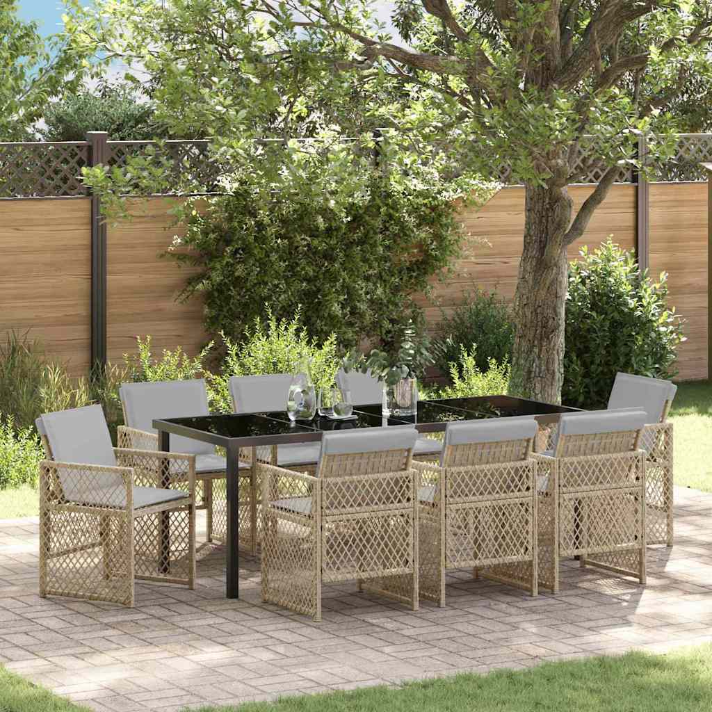 Ensemble de salle à manger pour jardin 9 pcs Beige polyrotin - XIOS