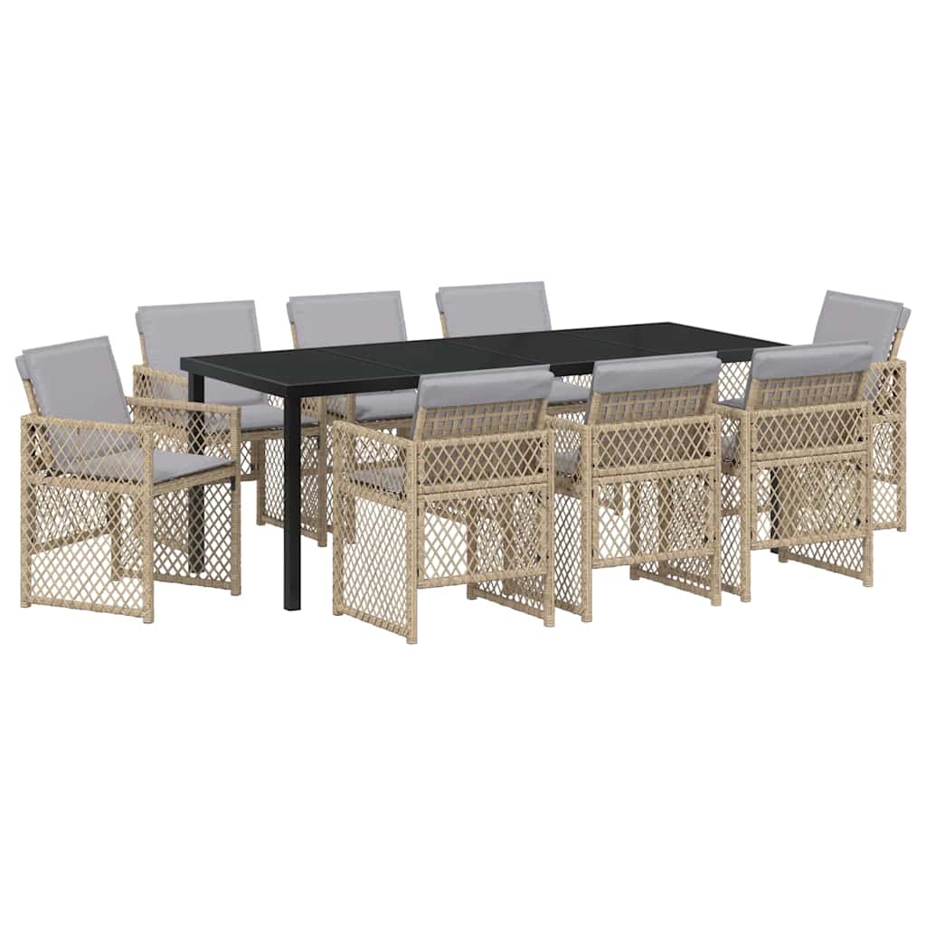 Ensemble de salle à manger pour jardin 9 pcs Beige polyrotin - XIOS