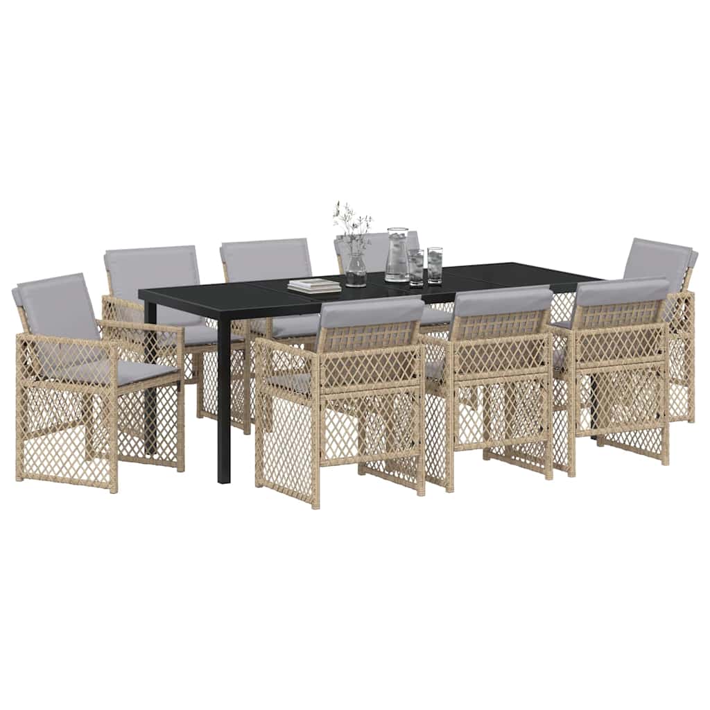 Ensemble de salle à manger pour jardin 9 pcs Beige polyrotin - XIOS