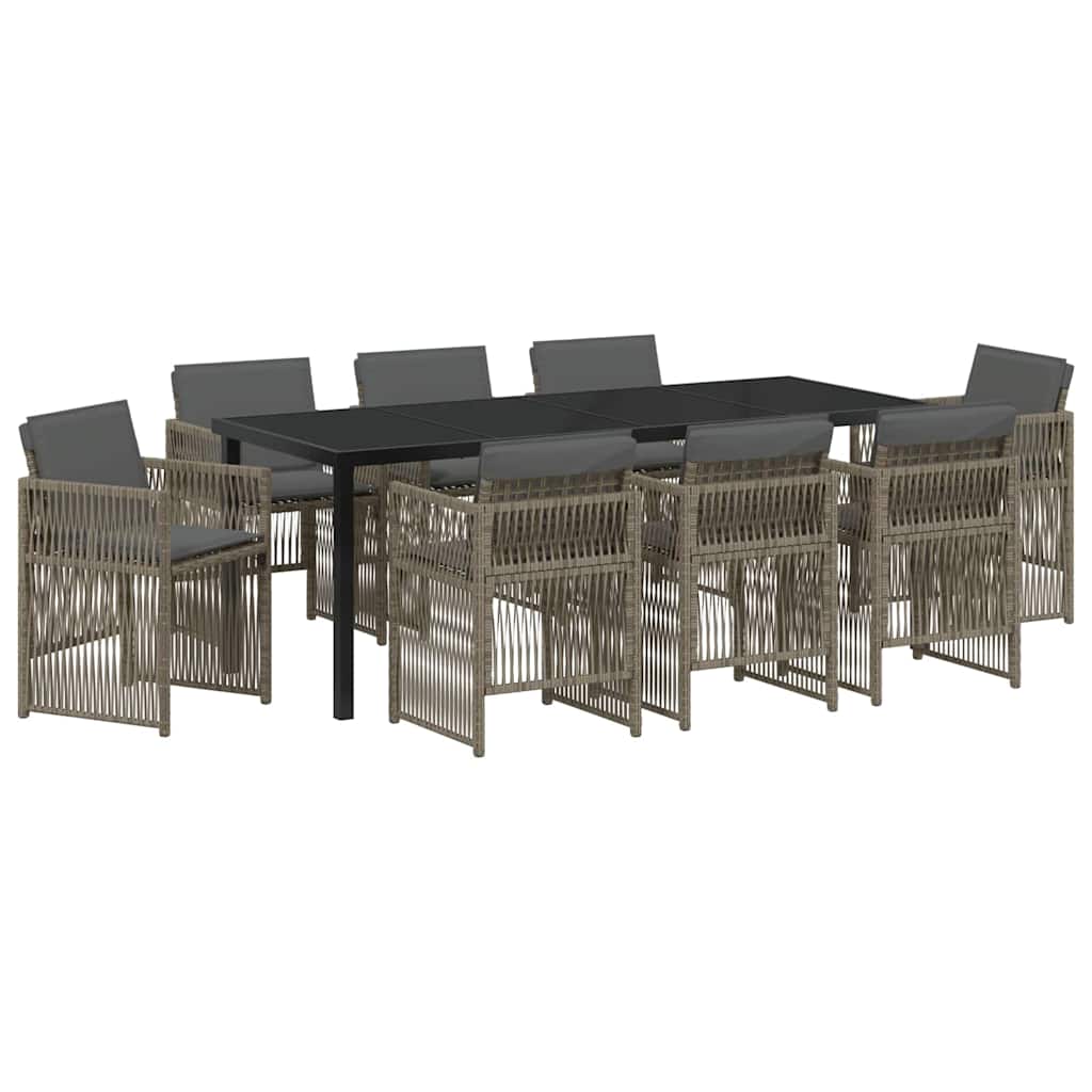 Ensemble de salle à manger pour jardin 9 pcs Gris - XIOS