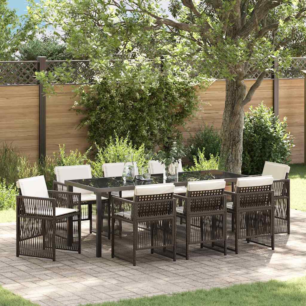 Ensemble de salle à manger pour jardin 9 pcs Marron - XIOS