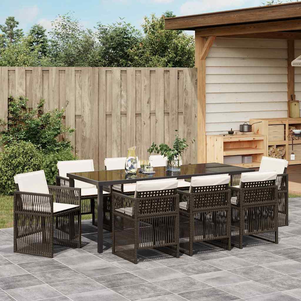 Ensemble de salle à manger pour jardin 9 pcs Marron - XIOS