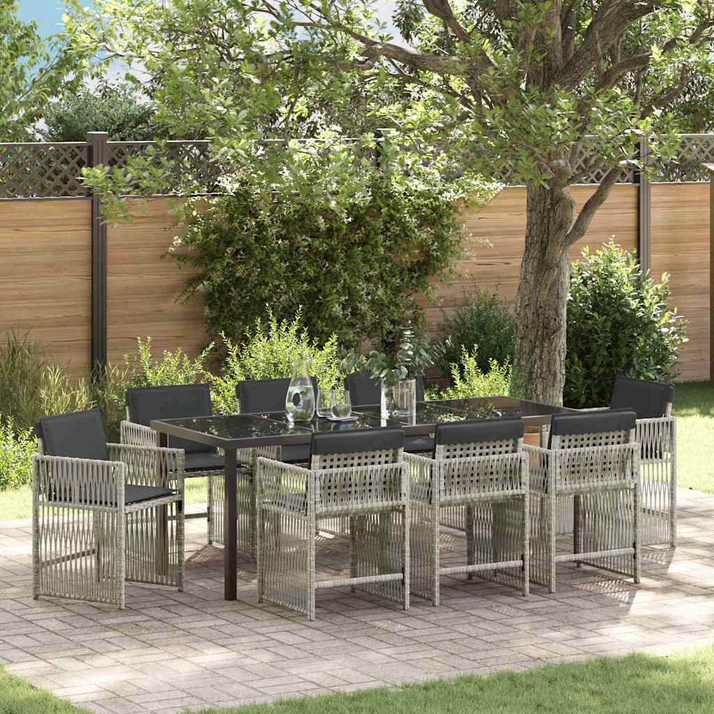 Ensemble de salle à manger pour jardin 9 pcs Gris clair - XIOS
