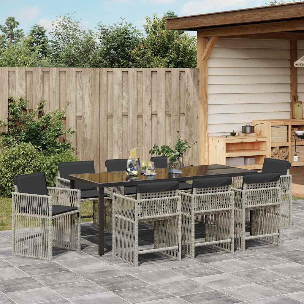Ensemble de salle à manger pour jardin 9 pcs Gris clair - XIOS