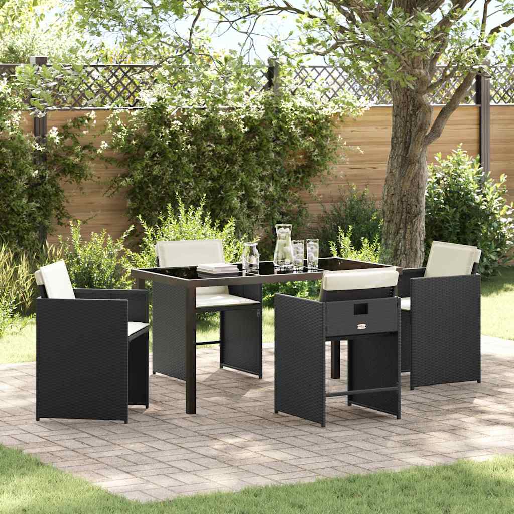 Ensemble de salle à manger pour jardin 5 pcs Noir polyrotin - XIOS