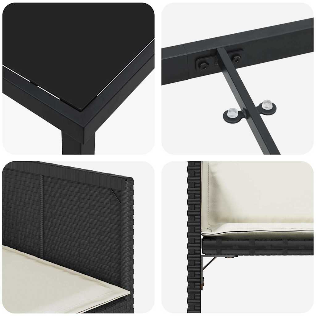 Ensemble de salle à manger pour jardin 9 pcs Noir polyrotin - XIOS