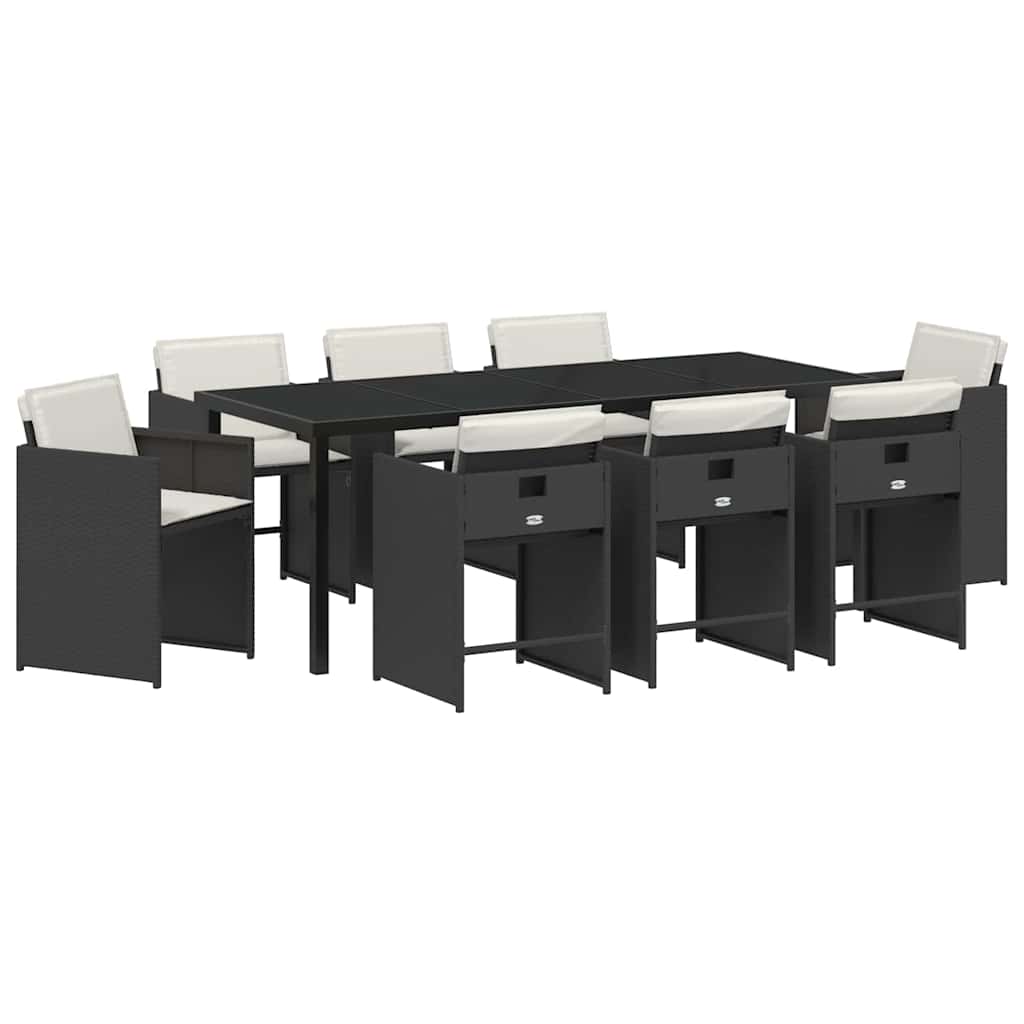 Ensemble de salle à manger pour jardin 9 pcs Noir polyrotin - XIOS