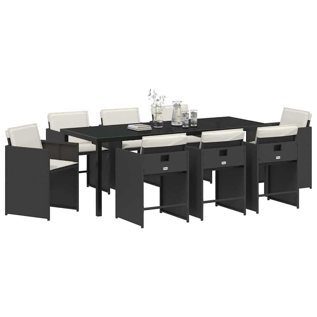 Ensemble de salle à manger pour jardin 9 pcs Noir polyrotin - XIOS