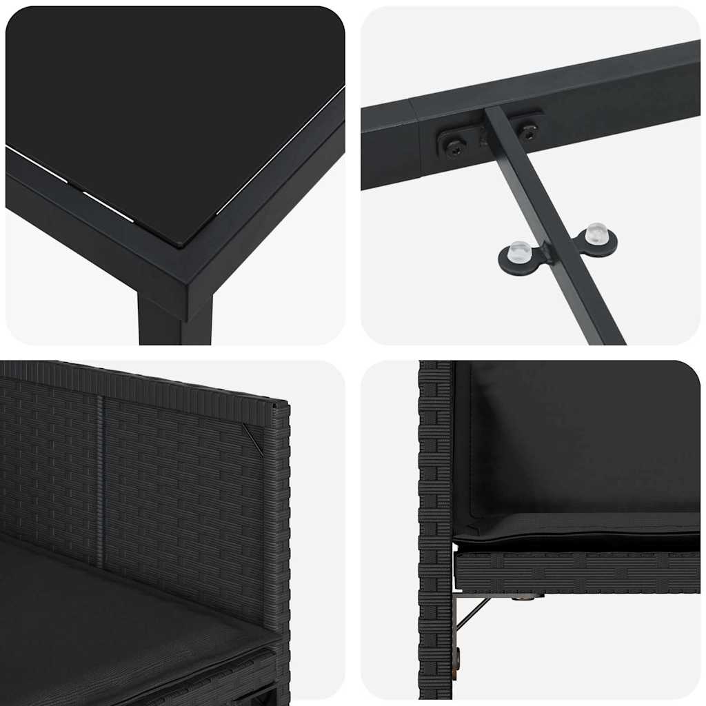Ensemble de salle à manger pour jardin 5 pcs Noir polyrotin - XIOS