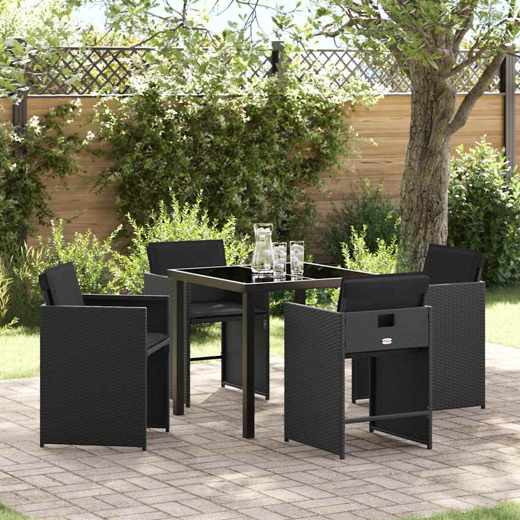 Ensemble de salle à manger pour jardin 5 pcs Noir polyrotin - XIOS