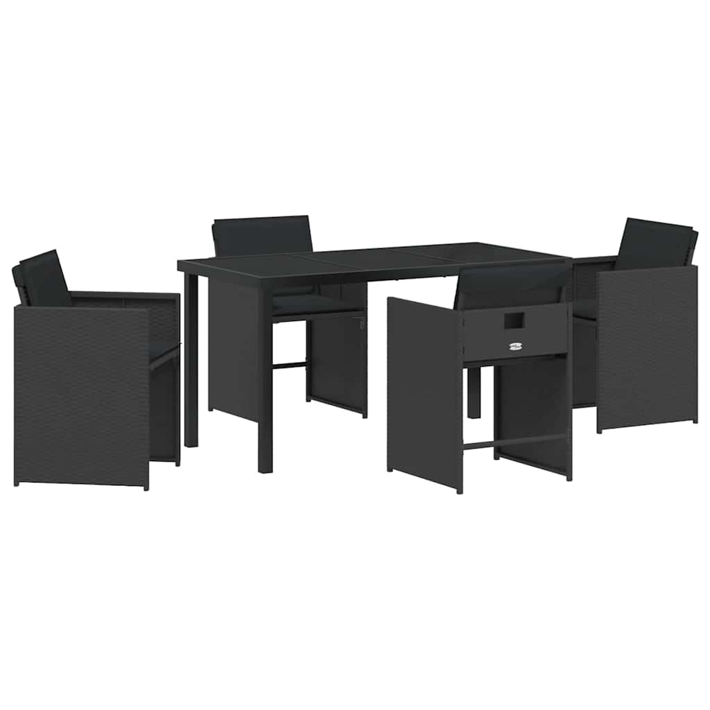 Ensemble de salle à manger pour jardin 5 pcs Noir polyrotin - XIOS