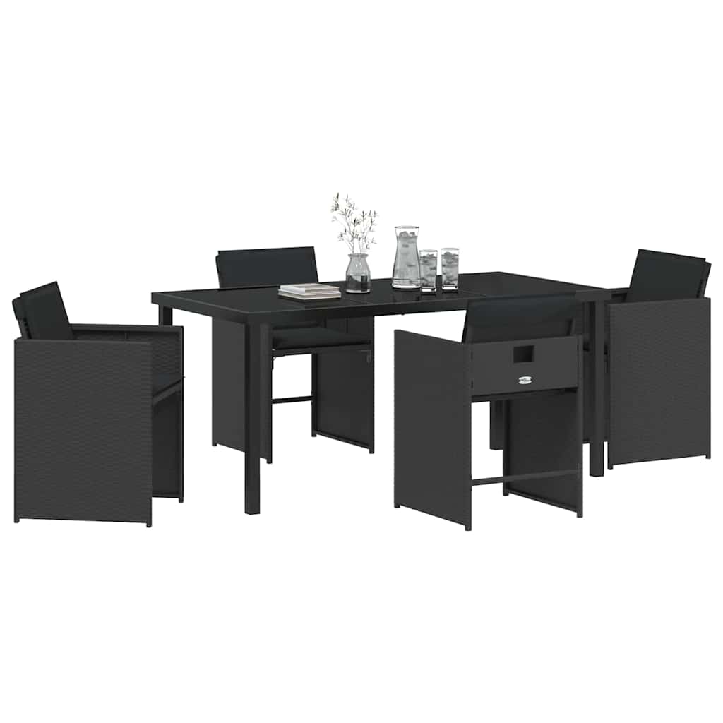 Ensemble de salle à manger pour jardin 5 pcs Noir polyrotin - XIOS