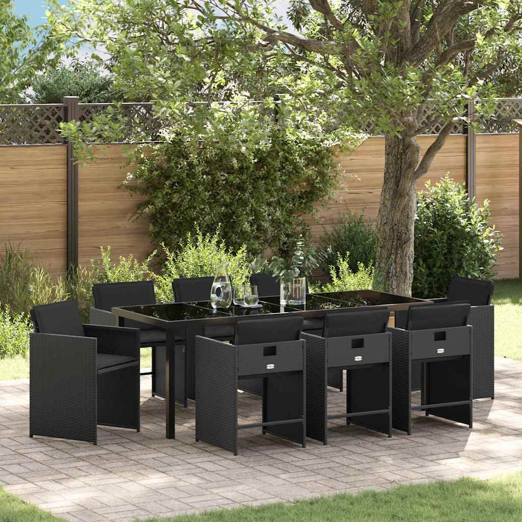 Ensemble de salle à manger pour jardin 9 pcs Noir polyrotin - XIOS