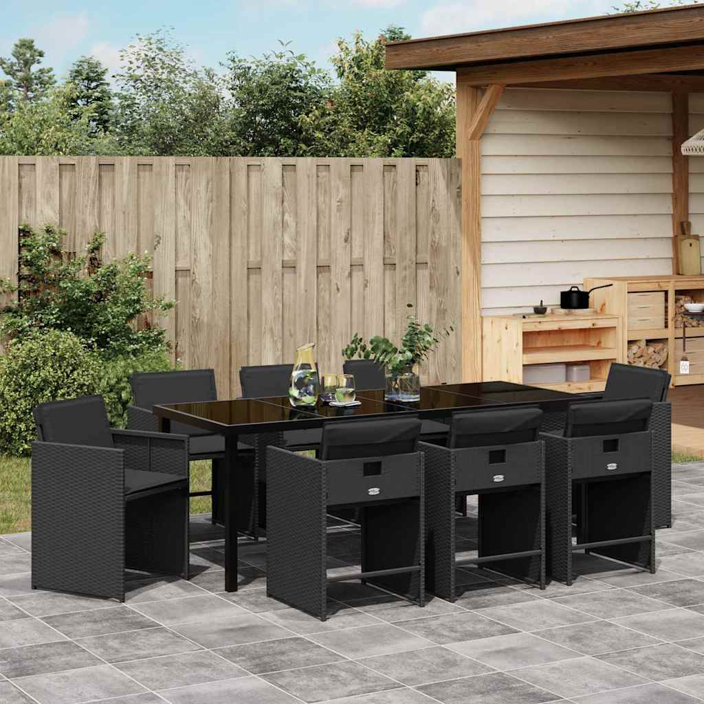 Ensemble de salle à manger pour jardin 9 pcs Noir polyrotin - XIOS