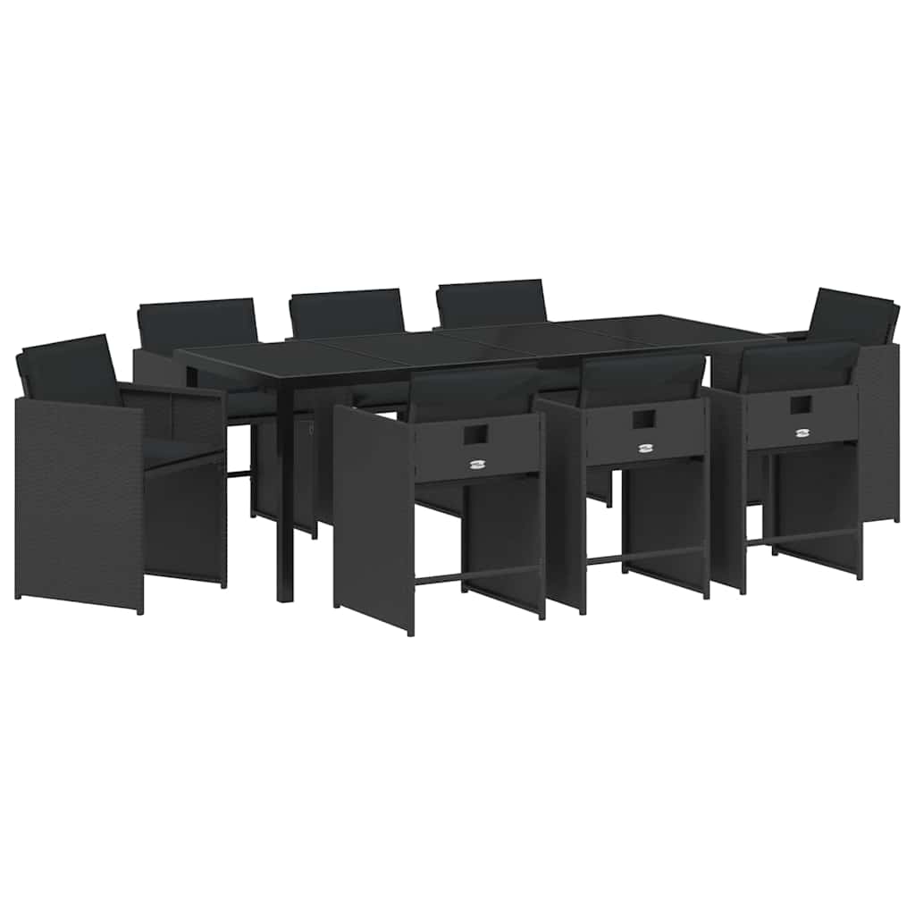 Ensemble de salle à manger pour jardin 9 pcs Noir polyrotin - XIOS
