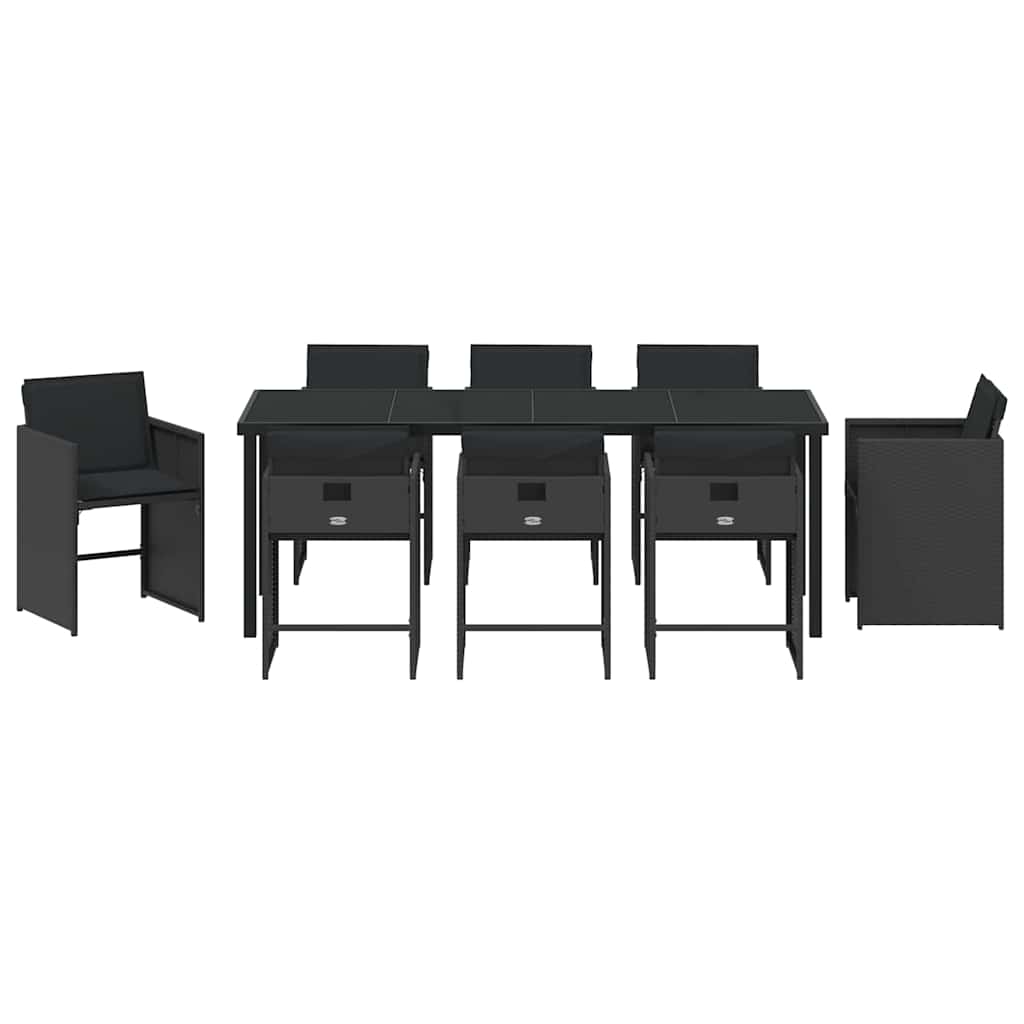 Ensemble de salle à manger pour jardin 9 pcs Noir polyrotin - XIOS