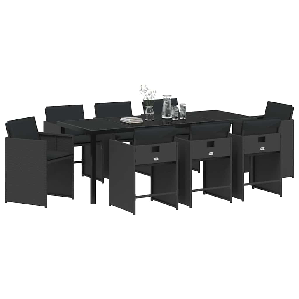 Ensemble de salle à manger pour jardin 9 pcs Noir polyrotin - XIOS