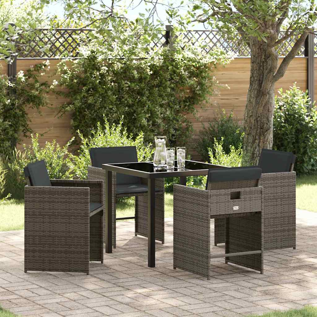 Ensemble de salle à manger pour jardin 5 pcs Gris polyrotin - XIOS