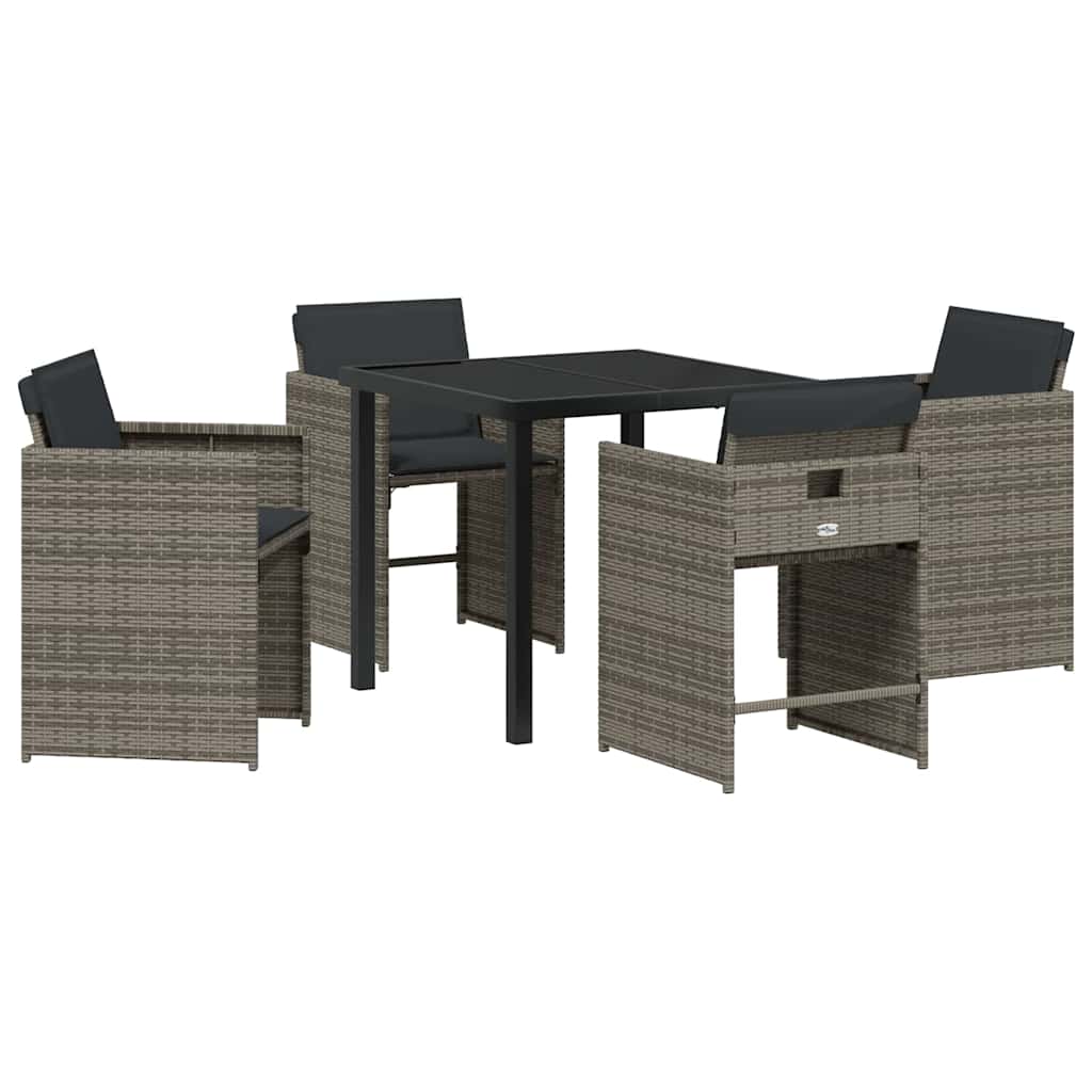 Ensemble de salle à manger pour jardin 5 pcs Gris polyrotin - XIOS