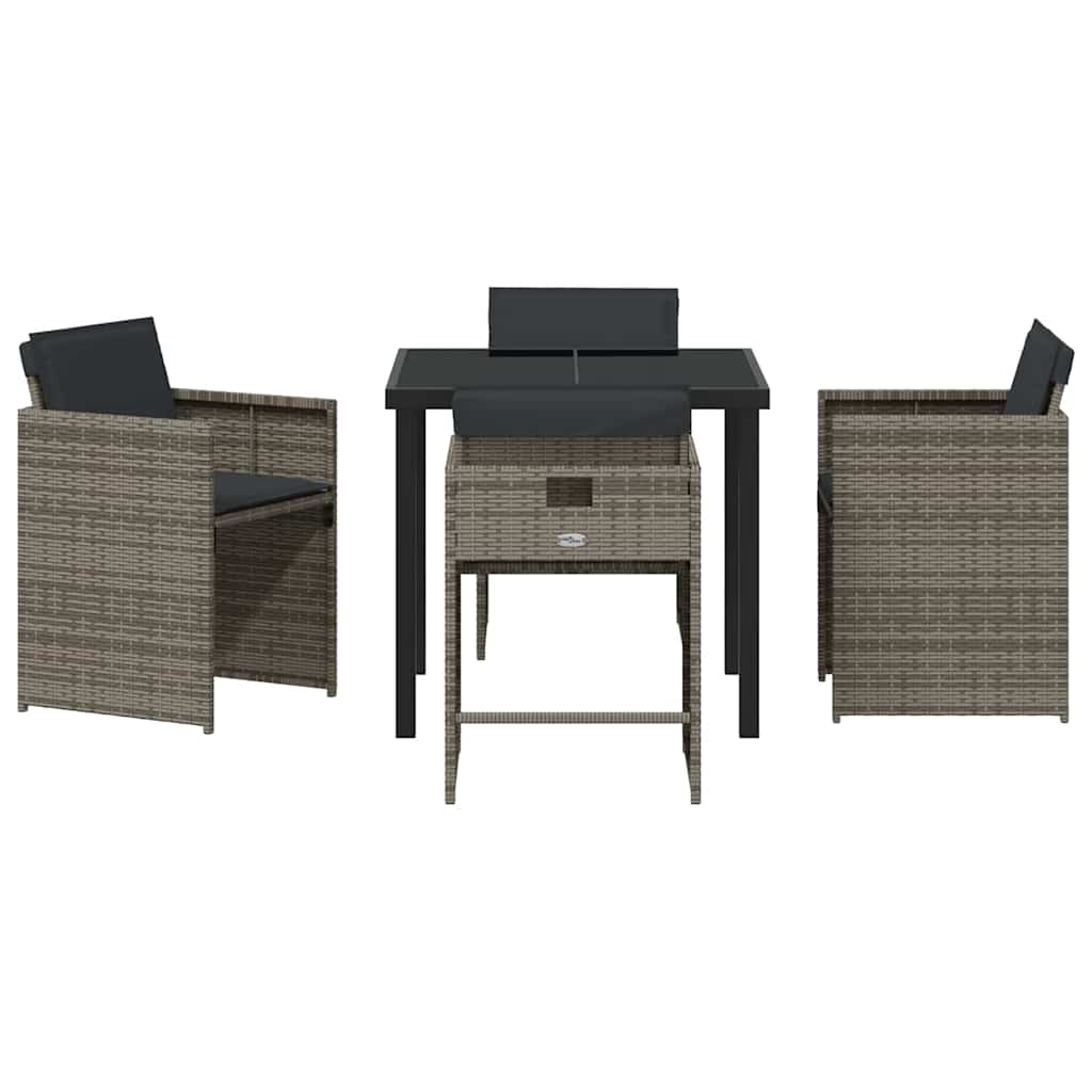 Ensemble de salle à manger pour jardin 5 pcs Gris polyrotin - XIOS