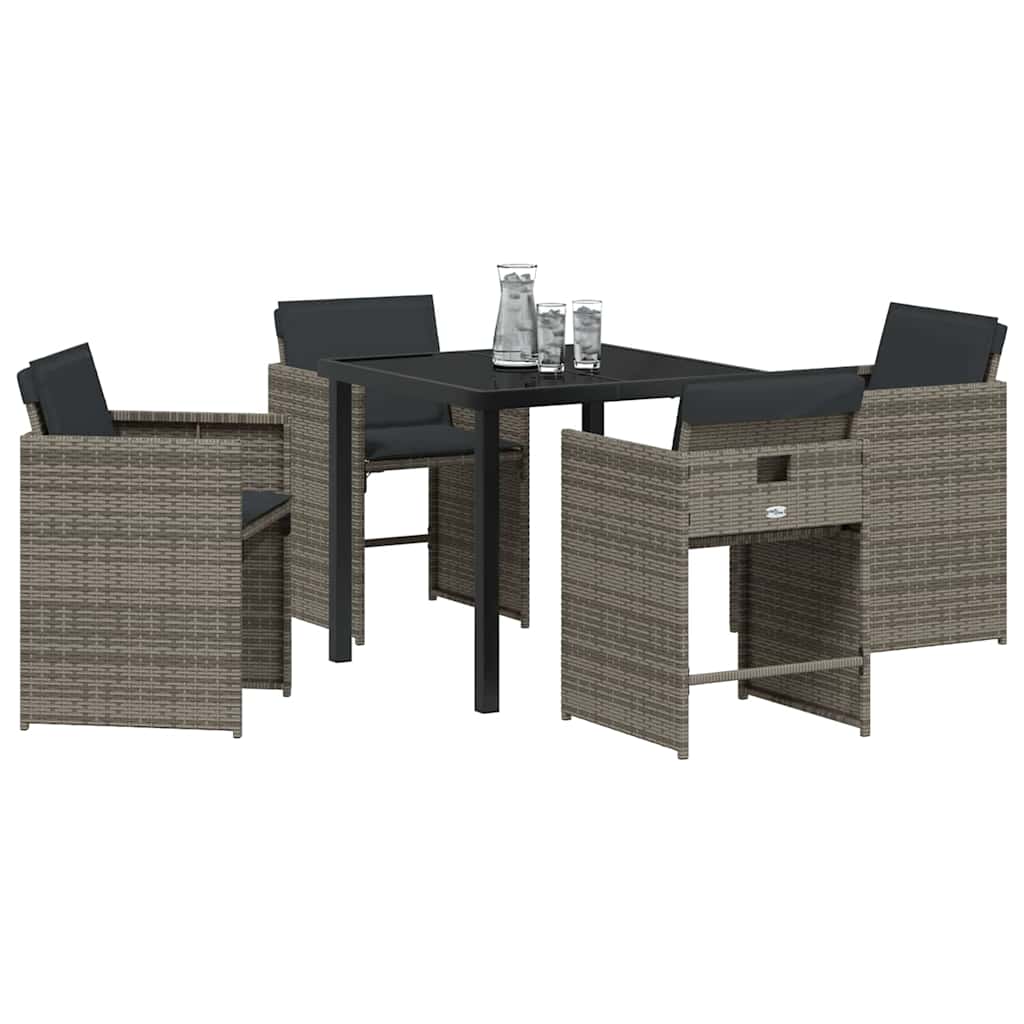 Ensemble de salle à manger pour jardin 5 pcs Gris polyrotin - XIOS