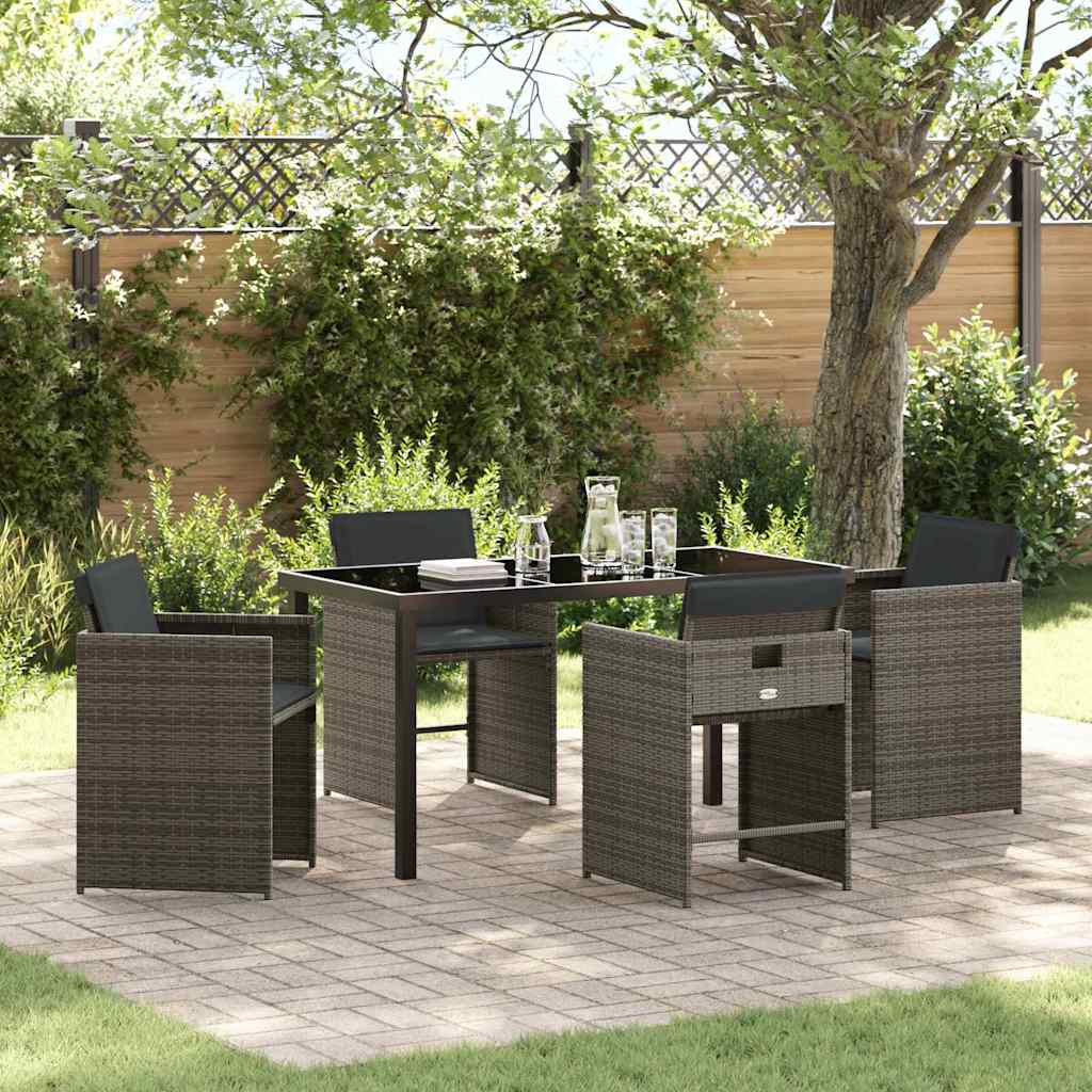 Ensemble de salle à manger pour jardin 5 pcs Gris polyrotin - XIOS