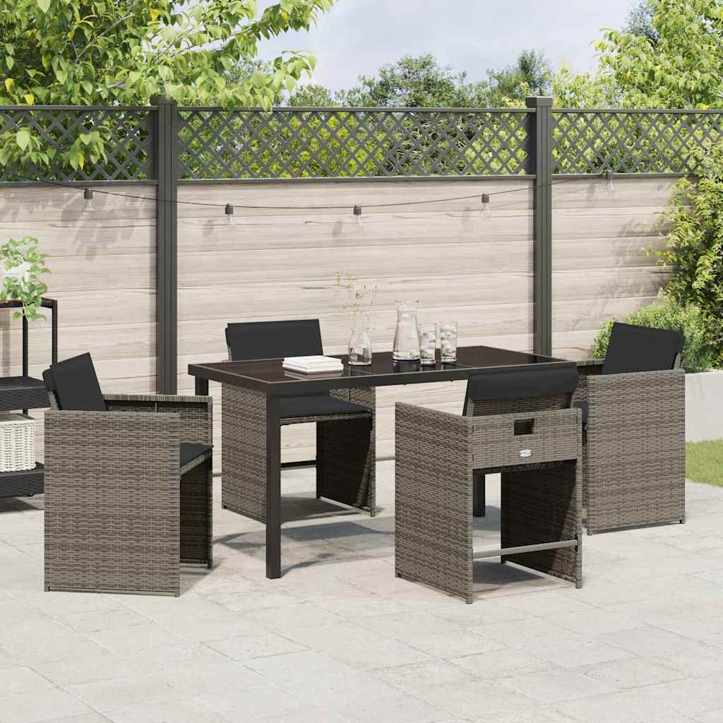 Ensemble de salle à manger pour jardin 5 pcs Gris polyrotin - XIOS