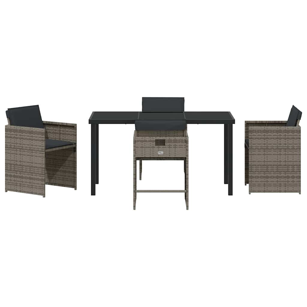Ensemble de salle à manger pour jardin 5 pcs Gris polyrotin - XIOS