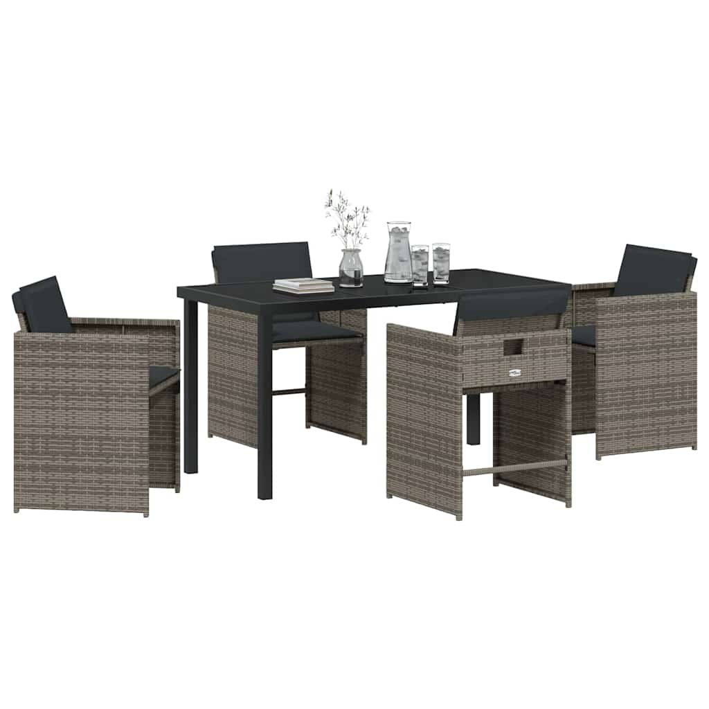 Ensemble de salle à manger pour jardin 5 pcs Gris polyrotin - XIOS