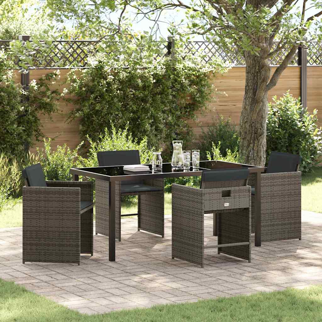 Ensemble de salle à manger pour jardin 5 pcs Gris polyrotin - XIOS