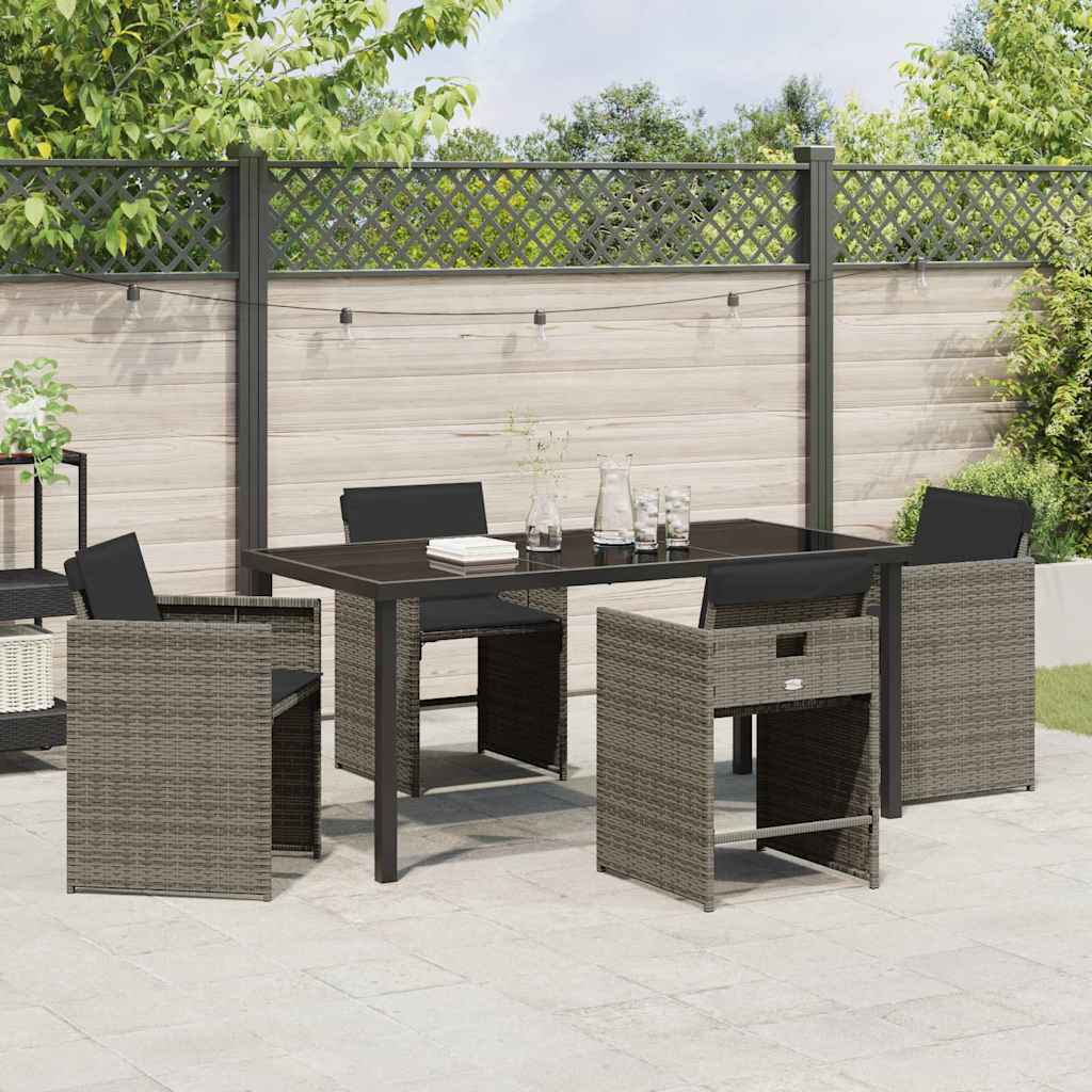 Ensemble de salle à manger pour jardin 5 pcs Gris polyrotin - XIOS