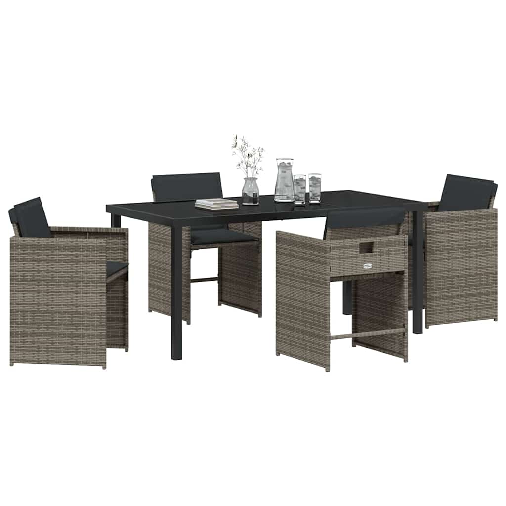 Ensemble de salle à manger pour jardin 5 pcs Gris polyrotin - XIOS