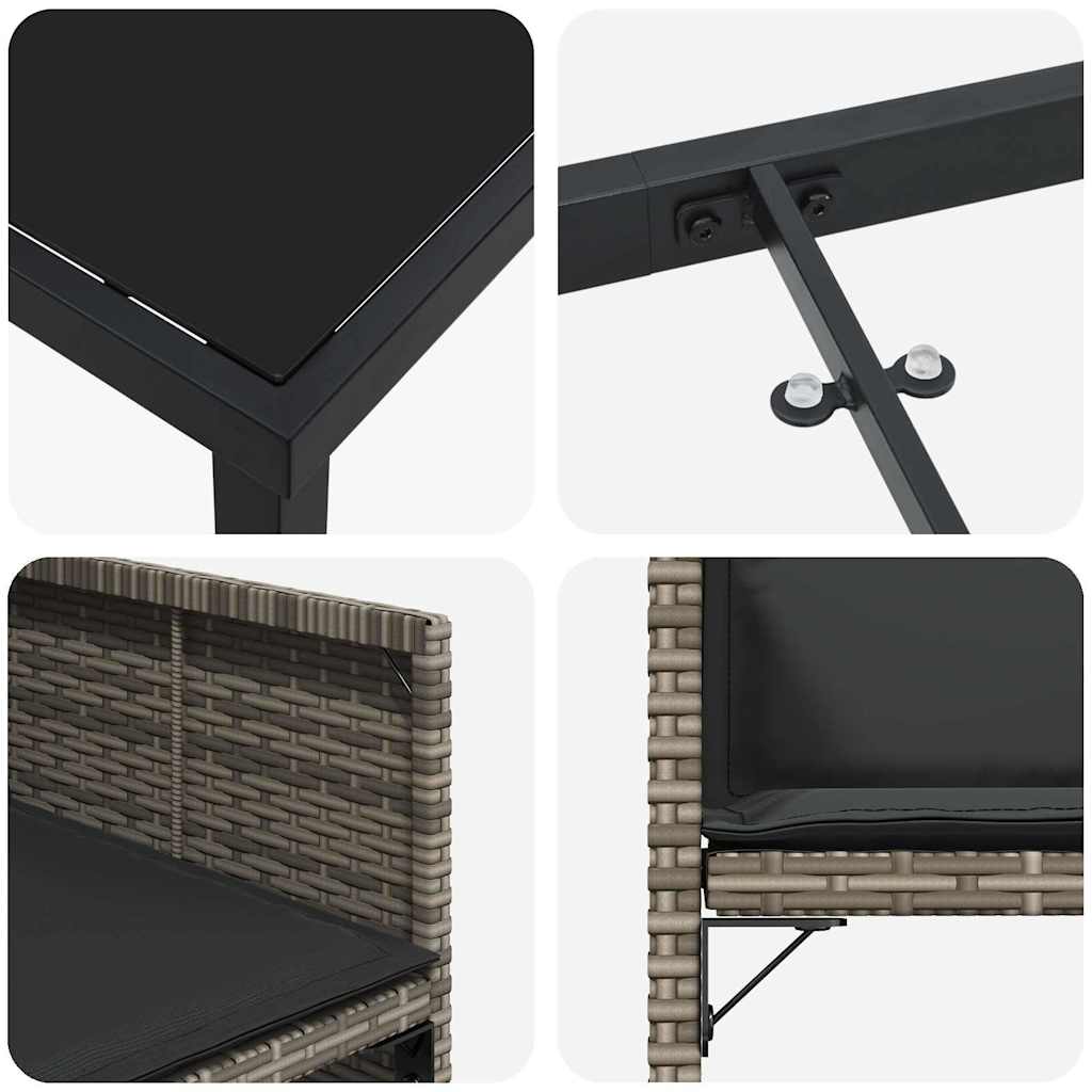 Ensemble de salle à manger pour jardin 9 pcs Gris polyrotin - XIOS
