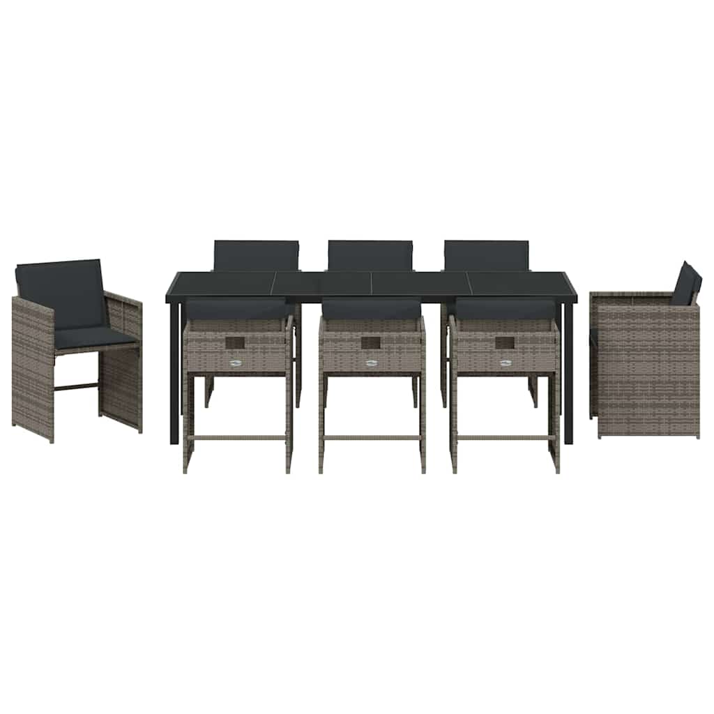Ensemble de salle à manger pour jardin 9 pcs Gris polyrotin - XIOS