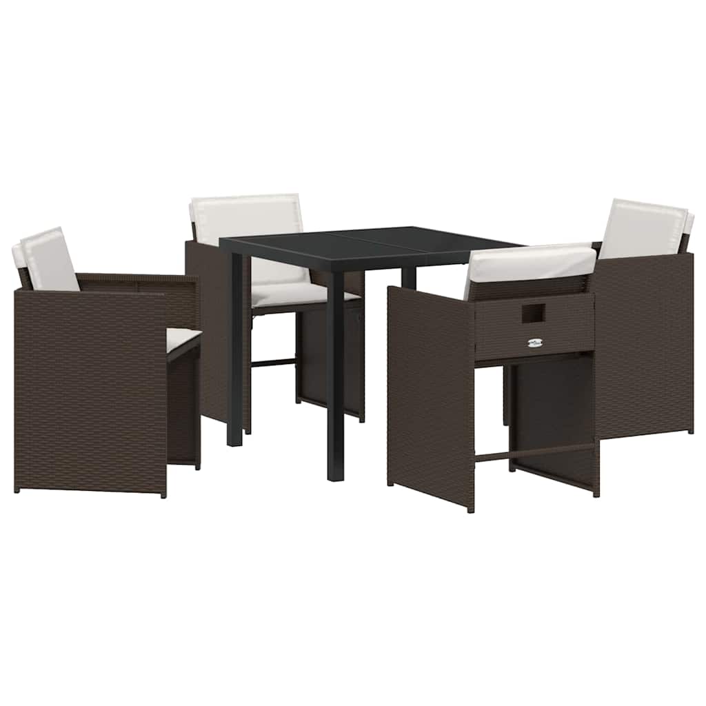 Ensemble de salle à manger pour jardin 5 pcs Marron polyrotin - XIOS