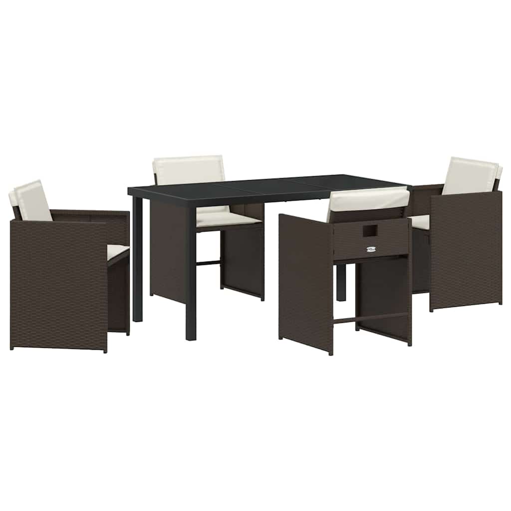 Ensemble de salle à manger pour jardin 5 pcs Marron polyrotin - XIOS