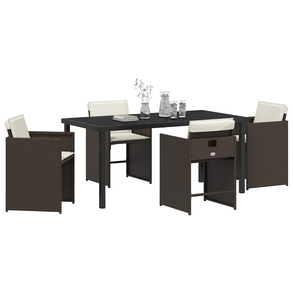 Ensemble de salle à manger pour jardin 5 pcs Marron polyrotin - XIOS