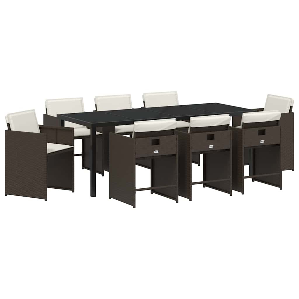 Ensemble de salle à manger pour jardin 9 pcs Marron polyrotin - XIOS