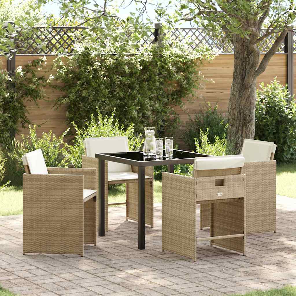 Ensemble de salle à manger pour jardin 5 pcs Beige polyrotin - XIOS