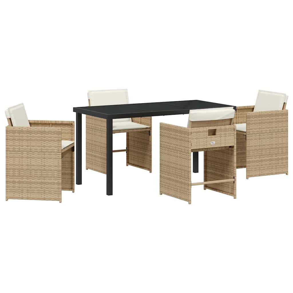 Ensemble de salle à manger pour jardin 5 pcs Beige polyrotin - XIOS