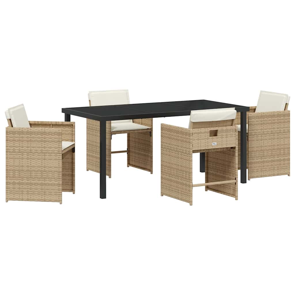 Ensemble de salle à manger pour jardin 5 pcs Beige polyrotin - XIOS