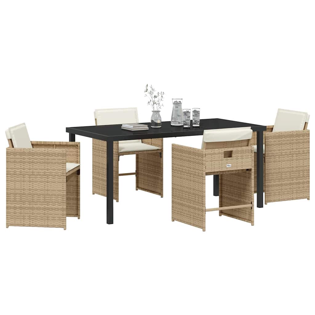 Ensemble de salle à manger pour jardin 5 pcs Beige polyrotin - XIOS