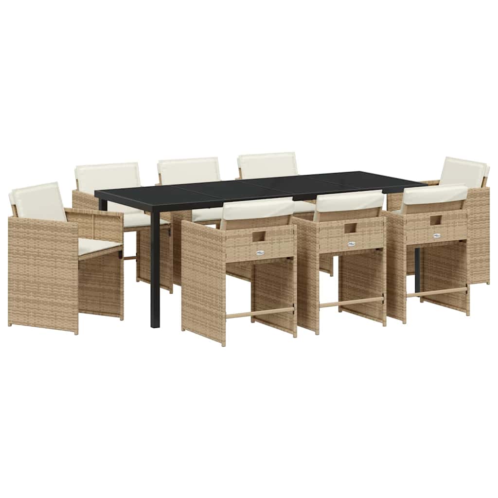 Ensemble de salle à manger pour jardin 9 pcs Beige polyrotin - XIOS