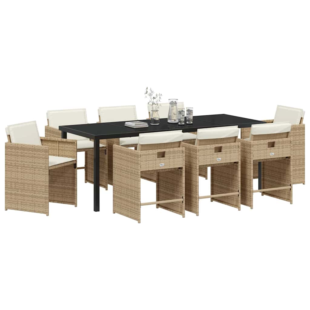 Ensemble de salle à manger pour jardin 9 pcs Beige polyrotin - XIOS