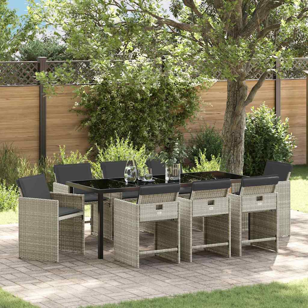 Ensemble de salle à manger pour jardin 9 pcs Gris clair - XIOS
