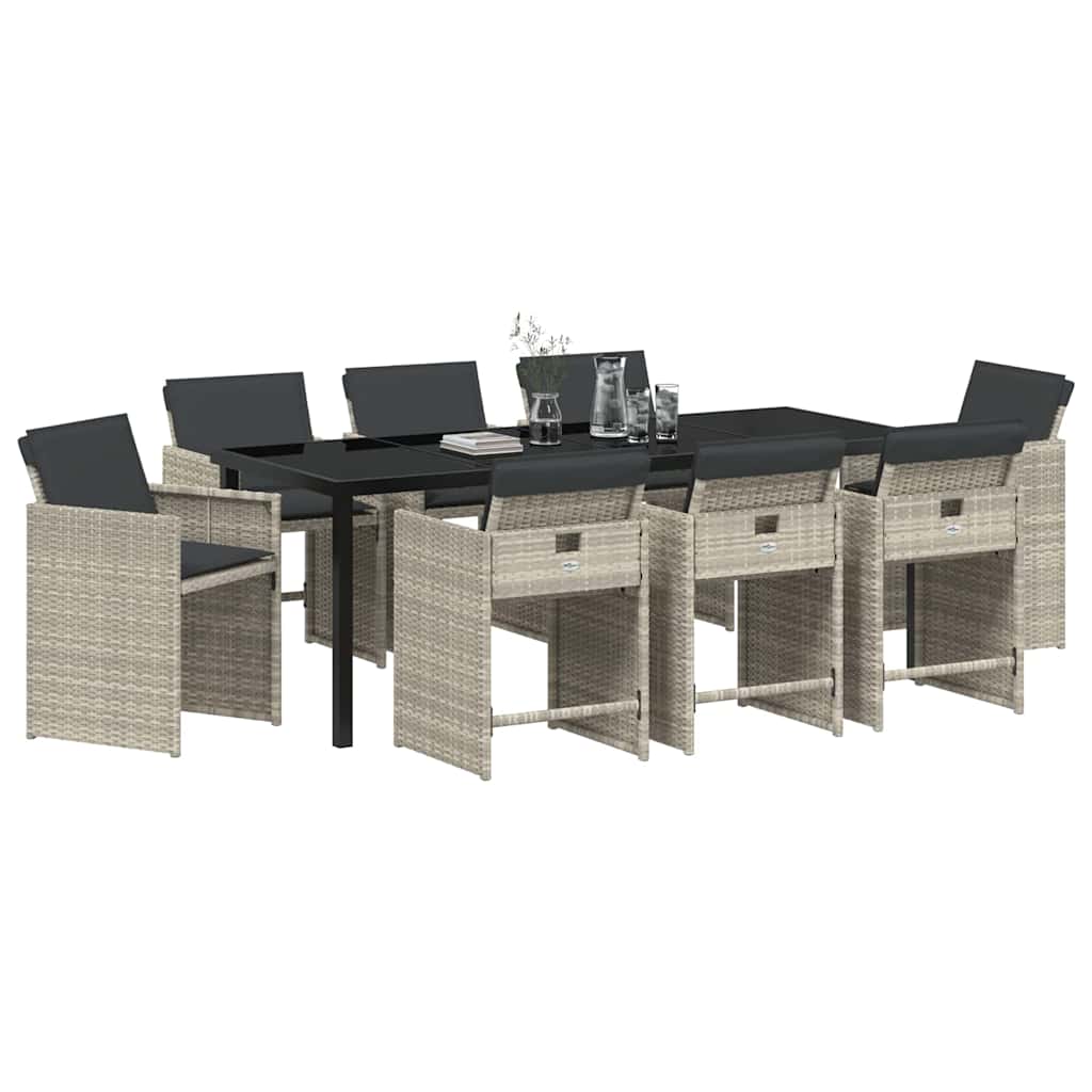 Ensemble de salle à manger pour jardin 9 pcs Gris clair - XIOS