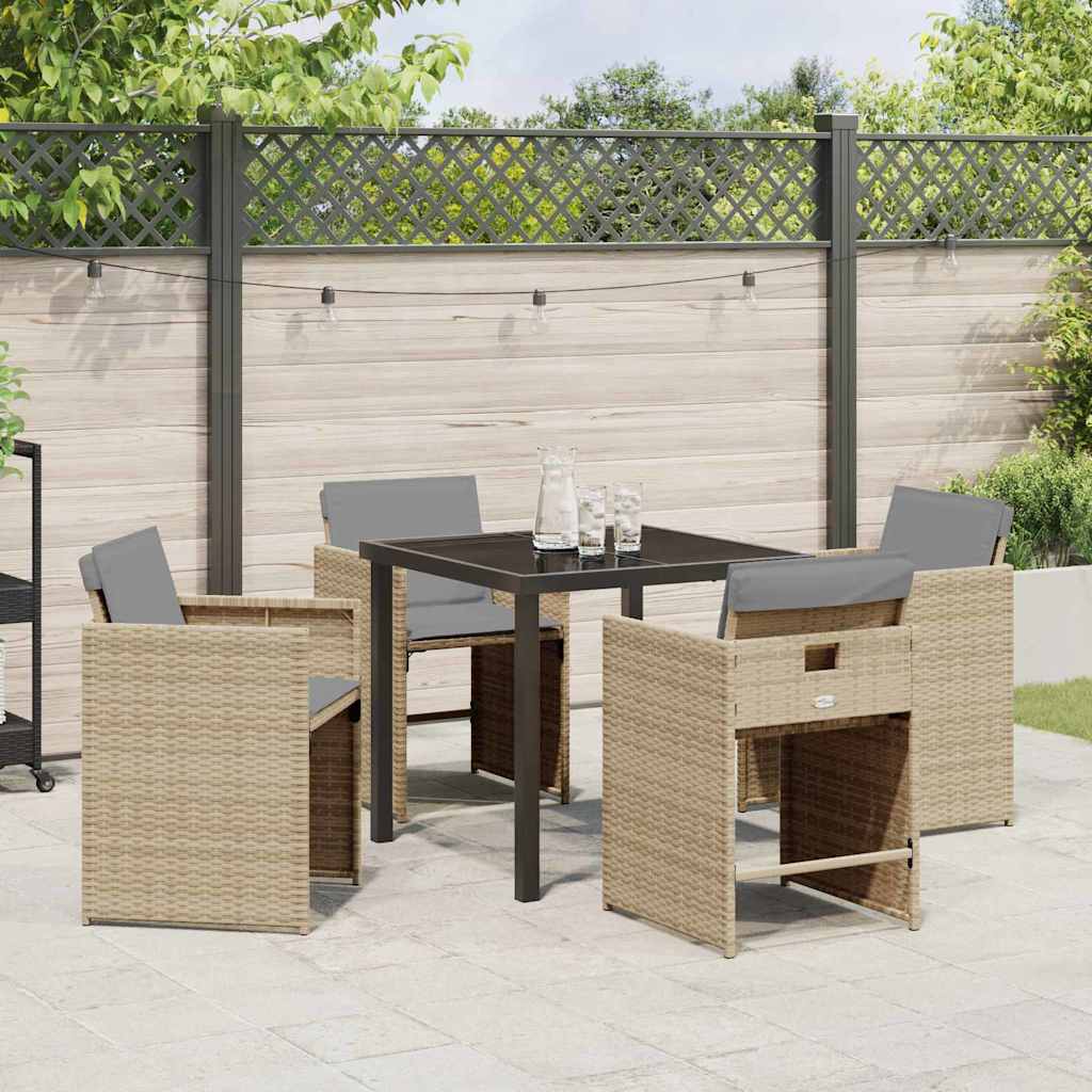 Ensemble de salle à manger pour jardin 5 pcs Beige polyrotin - XIOS
