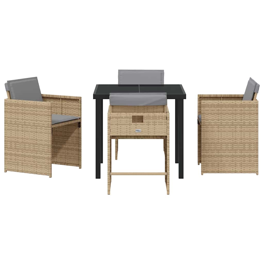 Ensemble de salle à manger pour jardin 5 pcs Beige polyrotin - XIOS